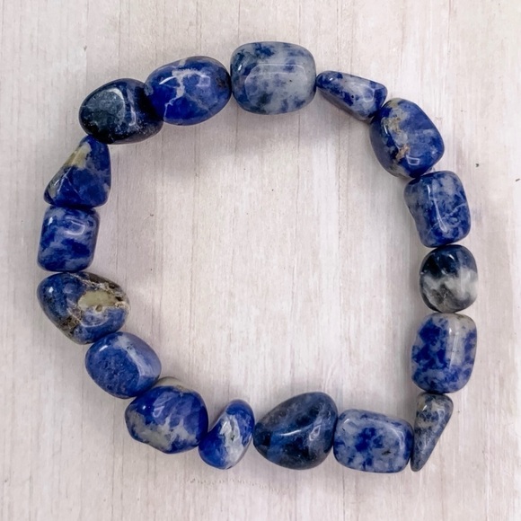 Sodalite Polished Stone Stretch Bracelet - Picture 1 of 6